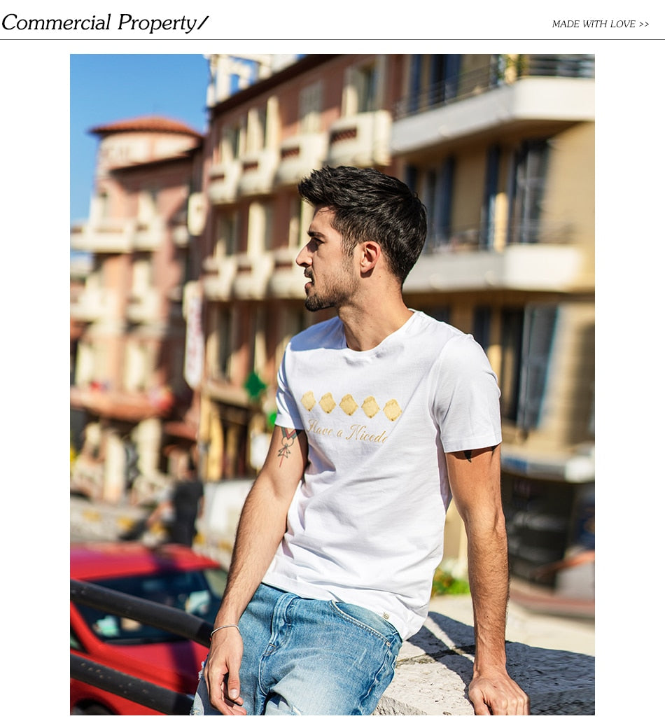 SIMWOOD Fashion T Shirt Men 2019 Summer New Cotton letter Print Tops Slim Fit High Quality Tees Plus Size Mens Clothes 180280
