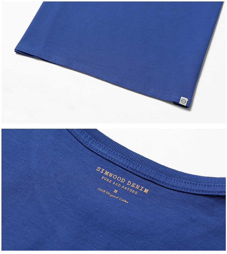 SIMWOOD Fashion T Shirt Men 2019 Summer New Cotton letter Print Tops Slim Fit High Quality Tees Plus Size Mens Clothes 180280