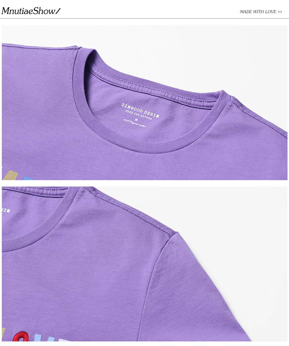 SIMWOOD New 2019 Summer T-Shirt Men Short Sleeve Slim Casual Cotton Tees Literal Thoughts Plus Size Tops Brand Clothing 180289