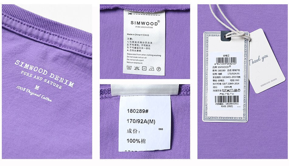 SIMWOOD New 2019 Summer T-Shirt Men Short Sleeve Slim Casual Cotton Tees Literal Thoughts Plus Size Tops Brand Clothing 180289