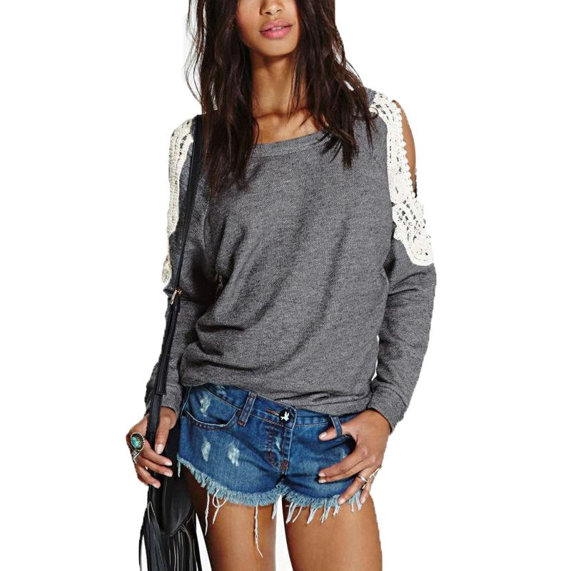Zanzea Blusa Autumn Women Casual Sexy Plus Size Lace Crochet off Shoulder Long Sleeve Tops Hoodies Sweatshirt