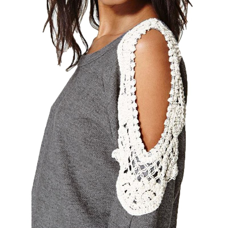 Zanzea Blusa Autumn Women Casual Sexy Plus Size Lace Crochet off Shoulder Long Sleeve Tops Hoodies Sweatshirt