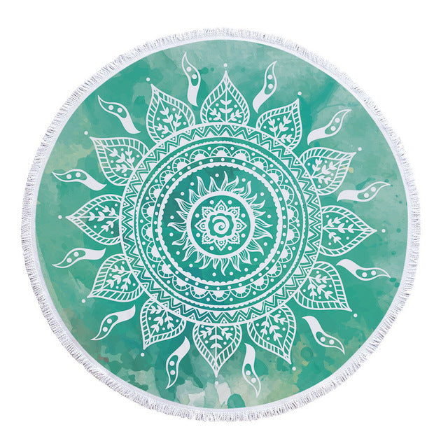 Bohemia Geometric Round Beach Towel Pineapple Mandara Printing Tassel Tapestry Plush Yoga Mat Travel Picnic Outdoor Pads