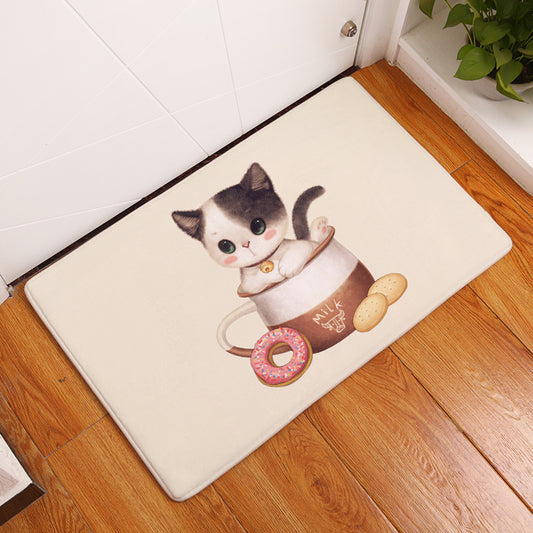 Smiry welcome home anti slip mats light soft cute cartoon kitten pattern mats chlidren bedroom