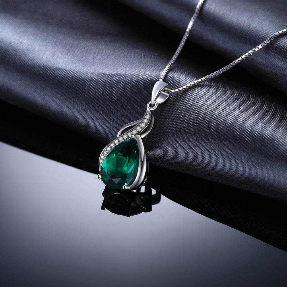 JewelryPalace Women 3.5 ct High Quality Nano Russian Emerald Pendant Set Pure 925 Sterling Solid Silver Jewelry Without Chain