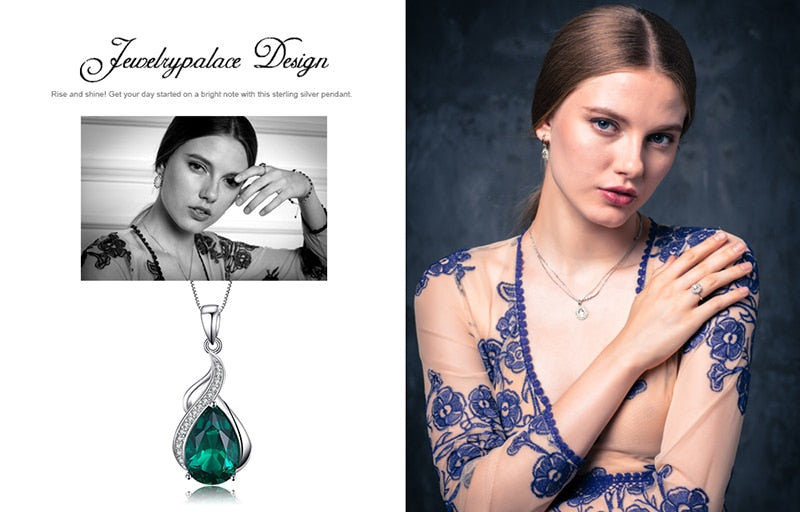 JewelryPalace Women 3.5 ct High Quality Nano Russian Emerald Pendant Set Pure 925 Sterling Solid Silver Jewelry Without Chain