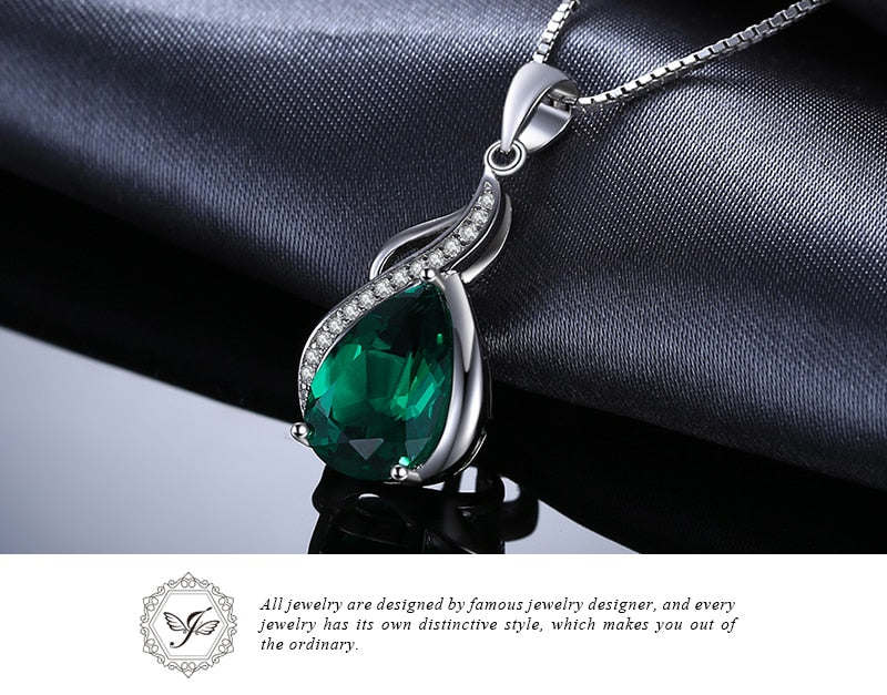 JewelryPalace Women 3.5 ct High Quality Nano Russian Emerald Pendant Set Pure 925 Sterling Solid Silver Jewelry Without Chain