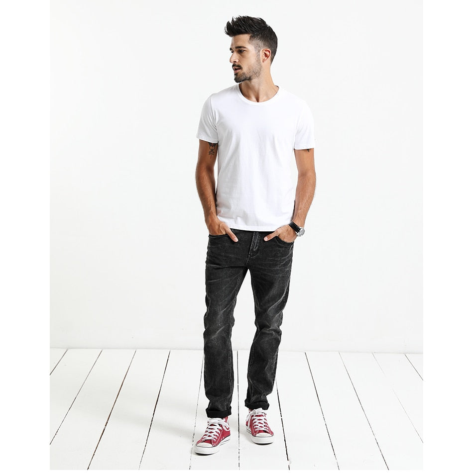 SIMWOOD 2019 New T Shirt Men Slim Fit Solid Color fitness Casual Tops 100% Cotton Comfortable High Quality Plus Size TD017101