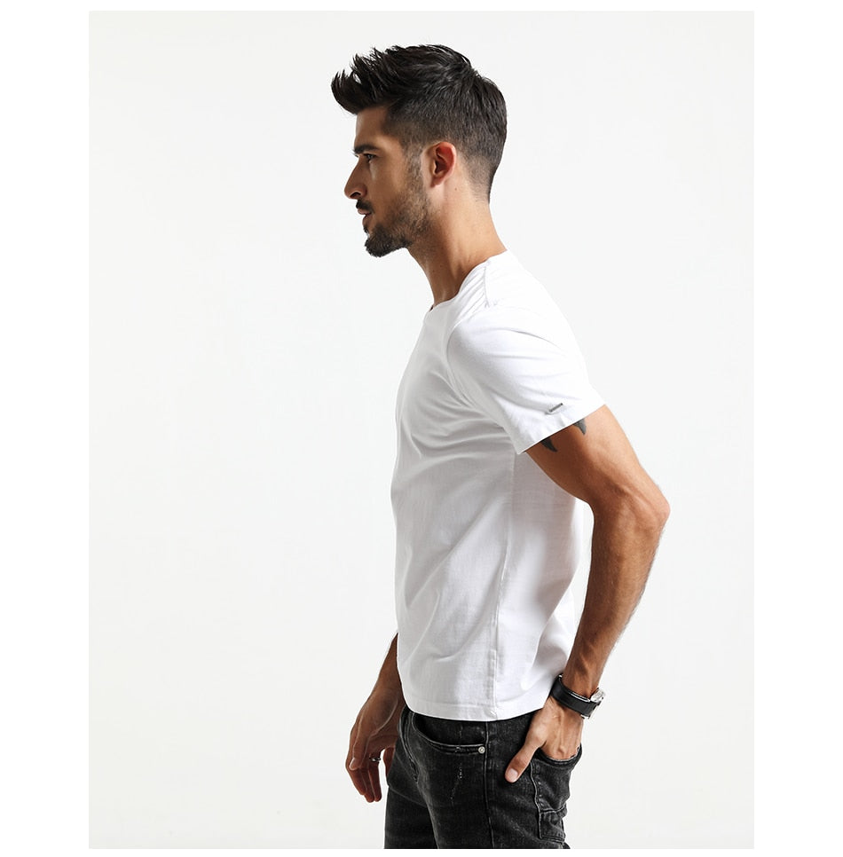 SIMWOOD 2019 New T Shirt Men Slim Fit Solid Color fitness Casual Tops 100% Cotton Comfortable High Quality Plus Size TD017101