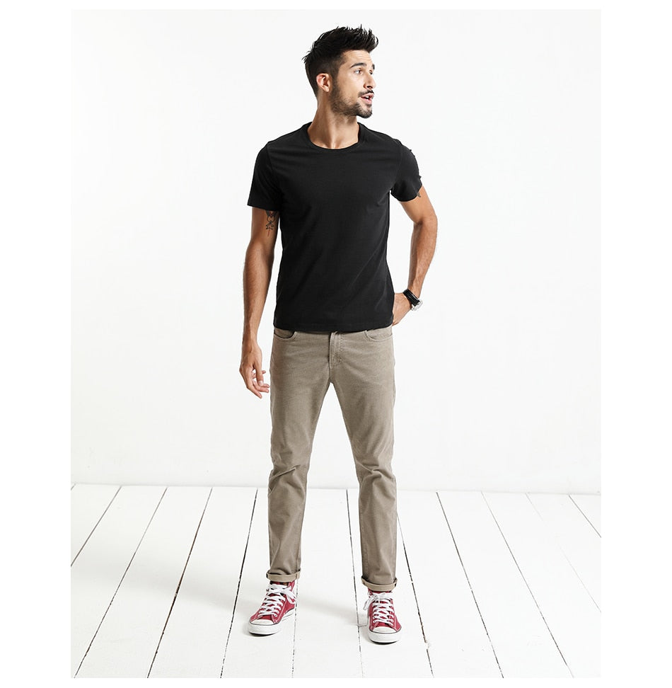 SIMWOOD 2019 New T Shirt Men Slim Fit Solid Color fitness Casual Tops 100% Cotton Comfortable High Quality Plus Size TD017101