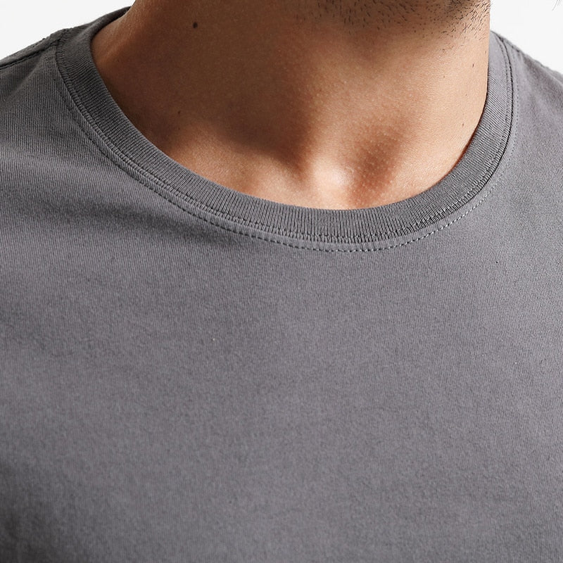 SIMWOOD 2019 New T Shirt Men Slim Fit Solid Color fitness Casual Tops 100% Cotton Comfortable High Quality Plus Size TD017101