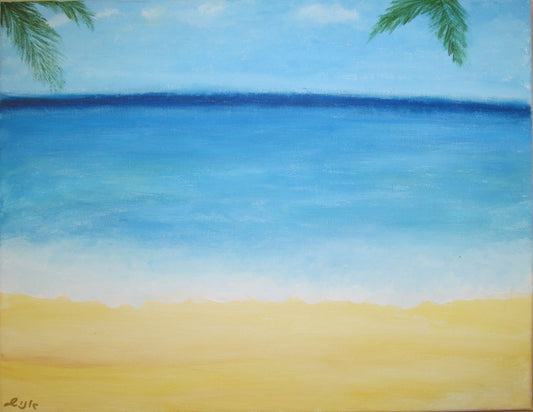 Hand made painting Sea, 17.7"x13.7" original acrilic painting