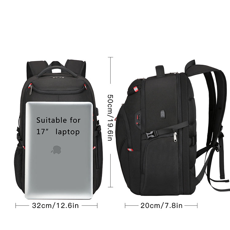 Extra Large Backpack 19.6 inch for Laptop 17.3 Inch Buisness Travel Large Bag School College Travel Usb Laptop backpack Men Women books RFID Laptop, Black