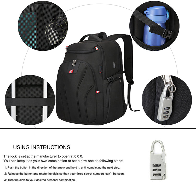 Extra Large Backpack 19.6 inch for Laptop 17.3 Inch Buisness Travel Large Bag School College Travel Usb Laptop backpack Men Women books RFID Laptop, Black