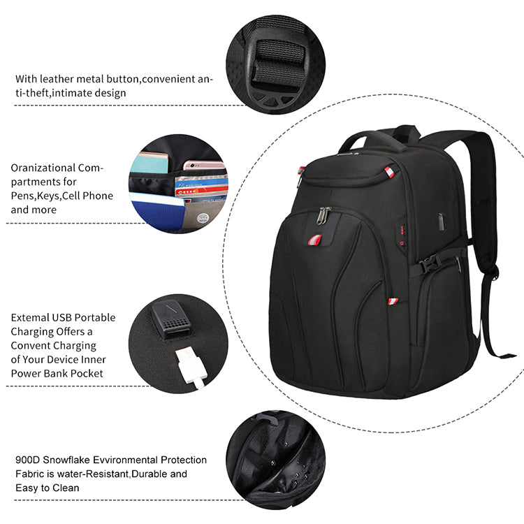 Extra Large Backpack 19.6 inch for Laptop 17.3 Inch Buisness Travel Large Bag School College Travel Usb Laptop backpack Men Women books RFID Laptop, Black