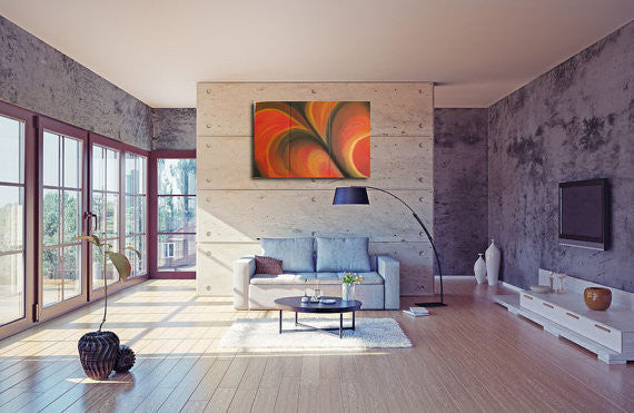 Abstract oil paintings original 3 parts 15.7x31.5 inch home art wall