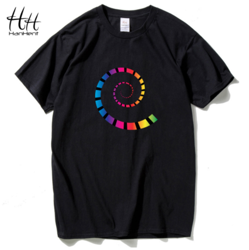 T-Shirts HanHent Printed Spiral O-neck Cotton