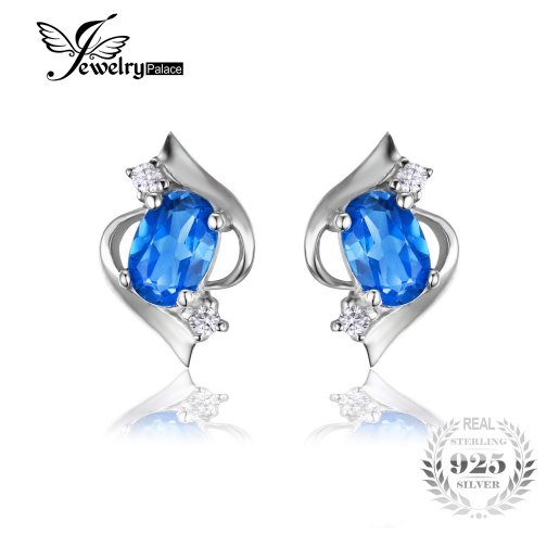 Earrings JewelryPalace Oval 1.1ct Topaz Stud Earrings Genuine 925 Sterling Silver