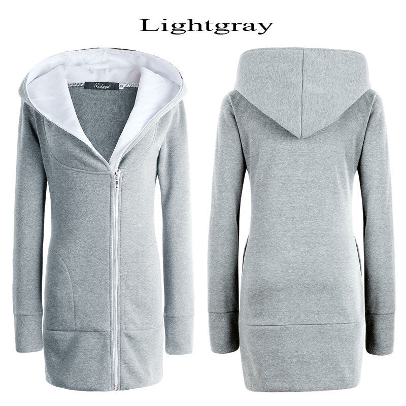 ZANZEA Womens Hoodies Overcoat Winter Autumn cotton long Coat Zip Up Outerwear Female Hoode