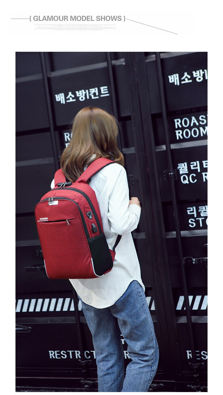 WANGKA USB Charging Laptop Backpack 15.6 inch Anti Theft Women Men School For Teenage Girls College Travel Backpack Nylon