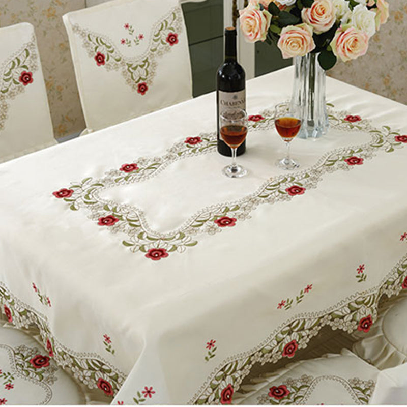 Table runners Flowers with Lace Edge Polyester Square Table Cover