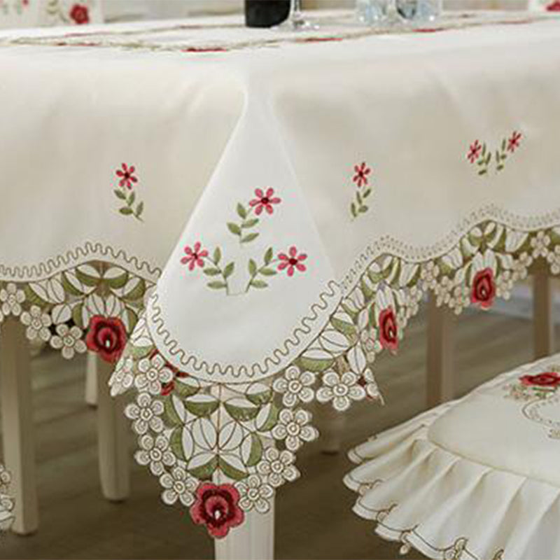 Table runners Flowers with Lace Edge Polyester Square Table Cover