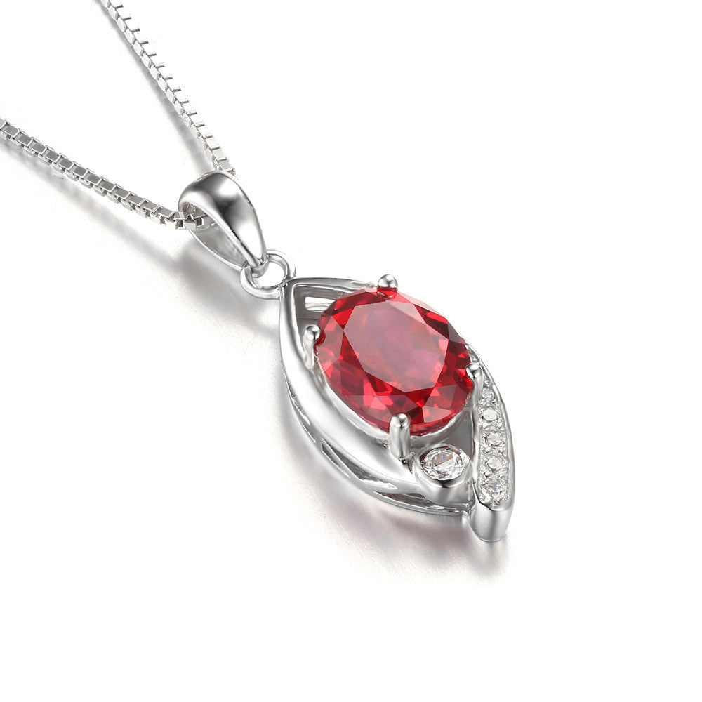 Pendant JewelryPalace Eye 2.2ct Red Ruby 925 Sterling Silver Oval Cut Fashion Without a Chain