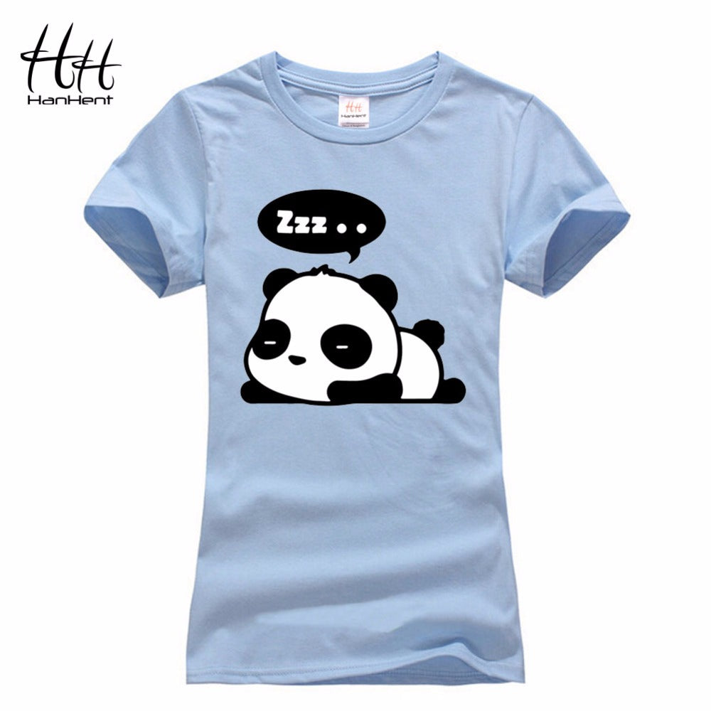 T shirt HanHent New 2016 Lovely Panda Print Women Cool Punk Animal Fashion Short Sleeve