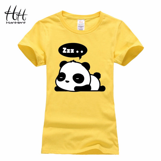 T shirt HanHent New 2016 Lovely Panda Print Women Cool Punk Animal Fashion Short Sleeve