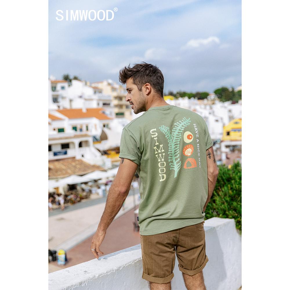 SIMWOOD 2020 summer new Artistic print t-shirt men 100% cotton breathable tops matching couple T shirt plus size SJ120049