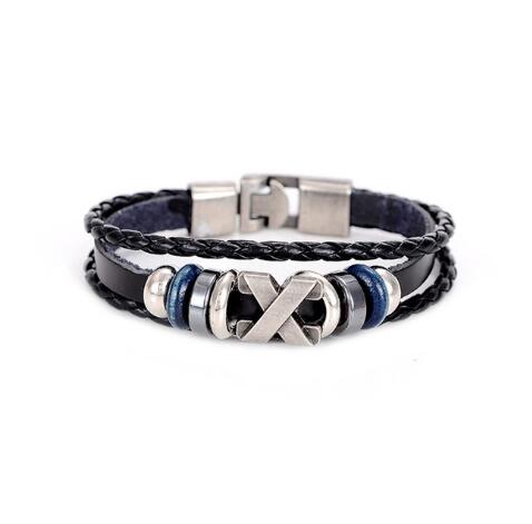 Trendy Genuine Leather Bracelets Men Stainless Steel Multilayer Braided Rope Bracelets for Male