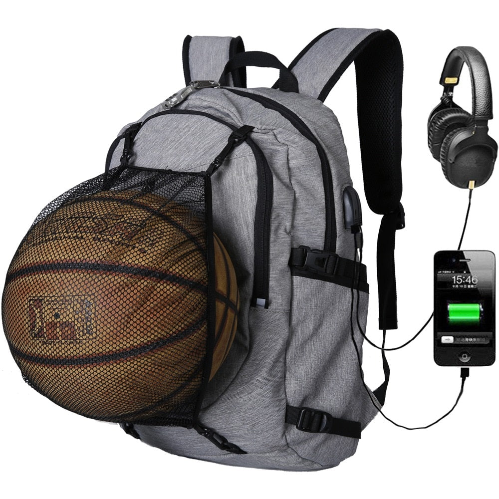 XQXA Computer Backpacks USB Outdoor Travel Charging Multi-function Anti-theft Backpack Men Basketball