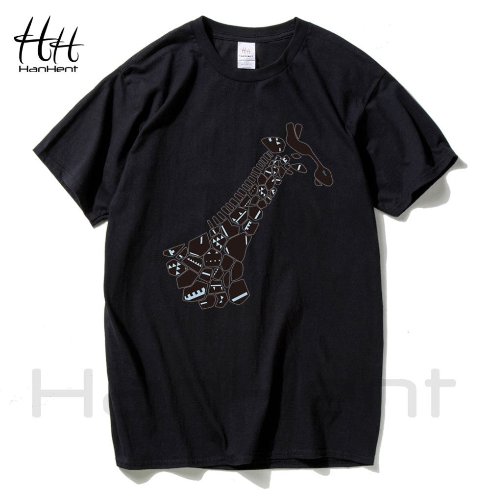 T-Shirts HanHent Cool Giraffe 3D T Shirt Men Originality Cute Good Quality Cotton