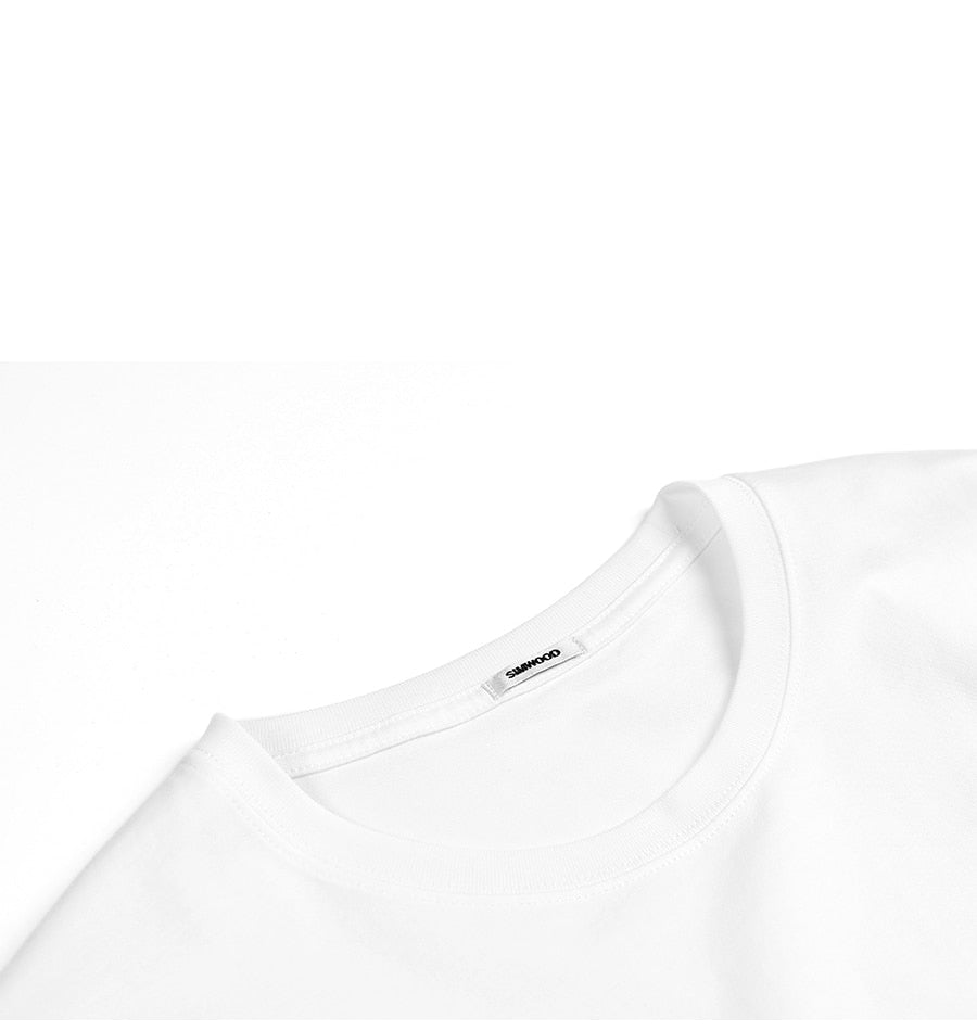 SIMWOOD 2020 Summer New 100% Cotton White Solid T Shirt Men Causal O-neck Basic T-shirt Male High Quality