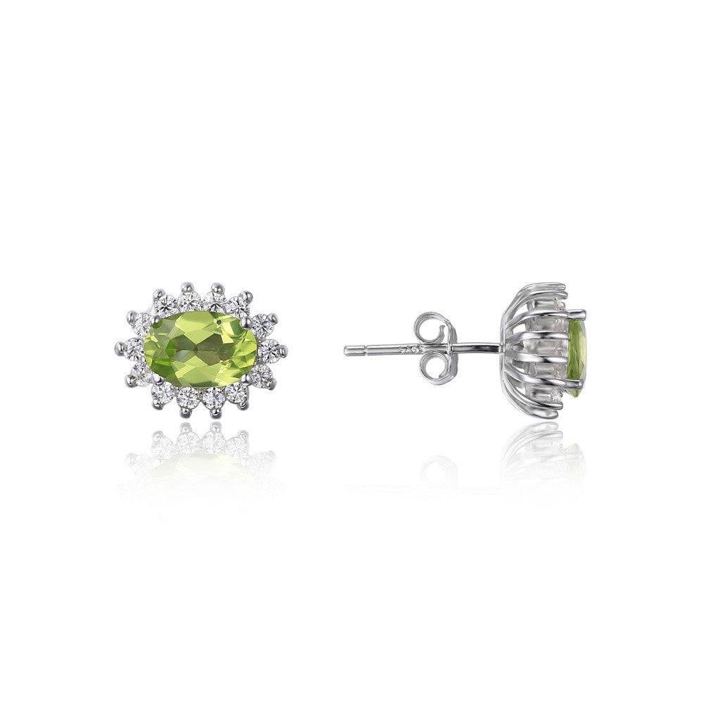 Earrings Jewelrypalace Princess Diana William Kate 1.2ct Natural Peridot Halo Stud  925 Sterling Silver