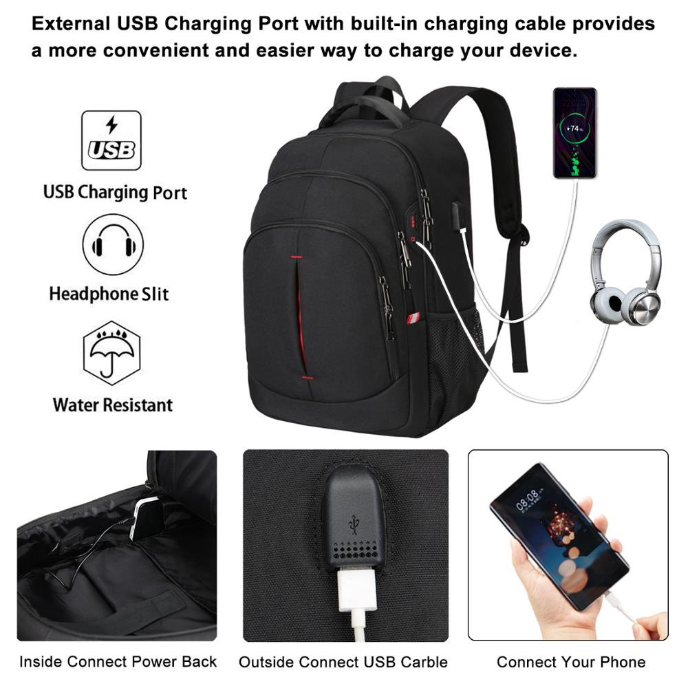 XQXA Men Business Backpack Unisex Travel College School Rucksack USB Charging Women