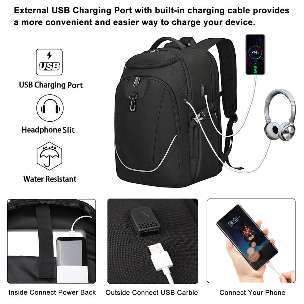 XQXA Unisex Business 17&quot; Inch Laptop Backpack For Men Teenagers School With USB Charging