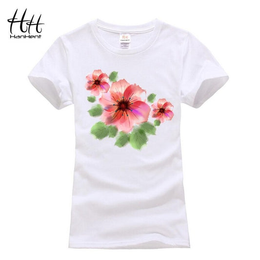 T Shirt Hanhent Women Flowers Printed High Quality