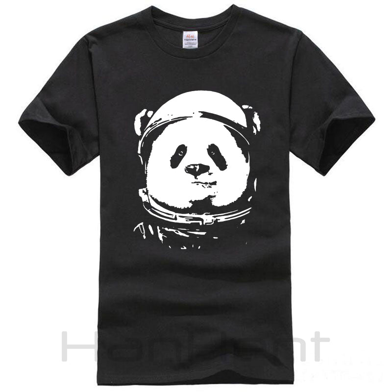 T-shirts HanHent Space Panda Men 2018 Fashion Cute Animal Funny Tee Shirts O-neck