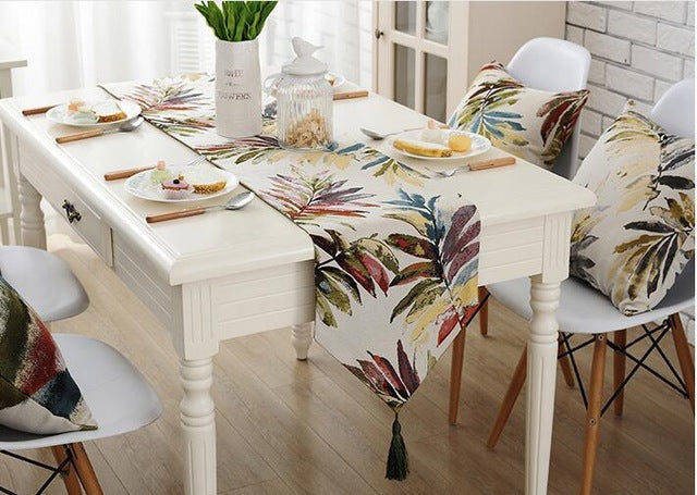 Table Runners Floral Plant Dust Proof Table Covers for Home Party