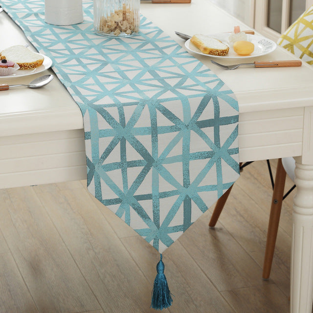 Yellow Geometric Table Runner Simple Printed Dust Proof Polyester Runners Home Party Wedding Decoration Table Covers Pa.an