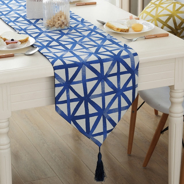 Yellow Geometric Table Runner Simple Printed Dust Proof Polyester Runners Home Party Wedding Decoration Table Covers Pa.an