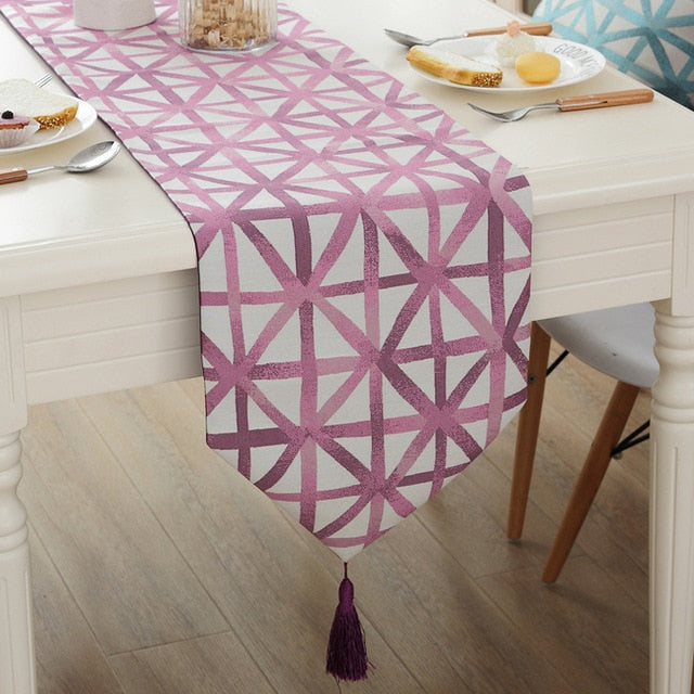 Yellow Geometric Table Runner Simple Printed Dust Proof Polyester Runners Home Party Wedding Decoration Table Covers Pa.an