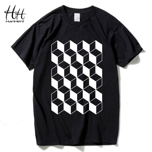 T-shirts HanHent Creative Geometry Men Cotton Summer Casual Style