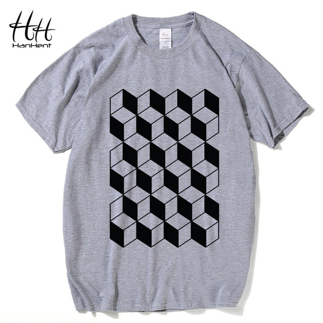 T-shirts HanHent Creative Geometry Men Cotton Summer Casual Style