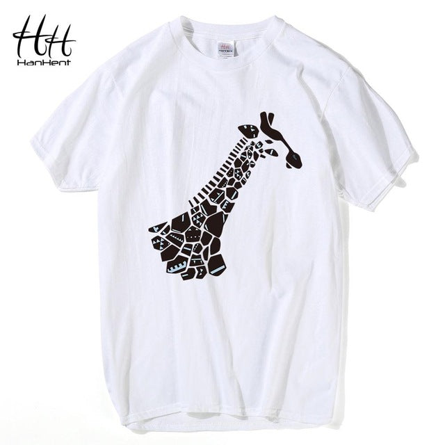 T-Shirts HanHent Cool Giraffe 3D T Shirt Men Originality Cute Good Quality Cotton