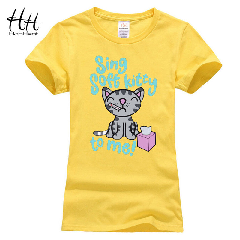 T-shirts HanHent cute cat soft kitty lover T-shirt women summer Tees