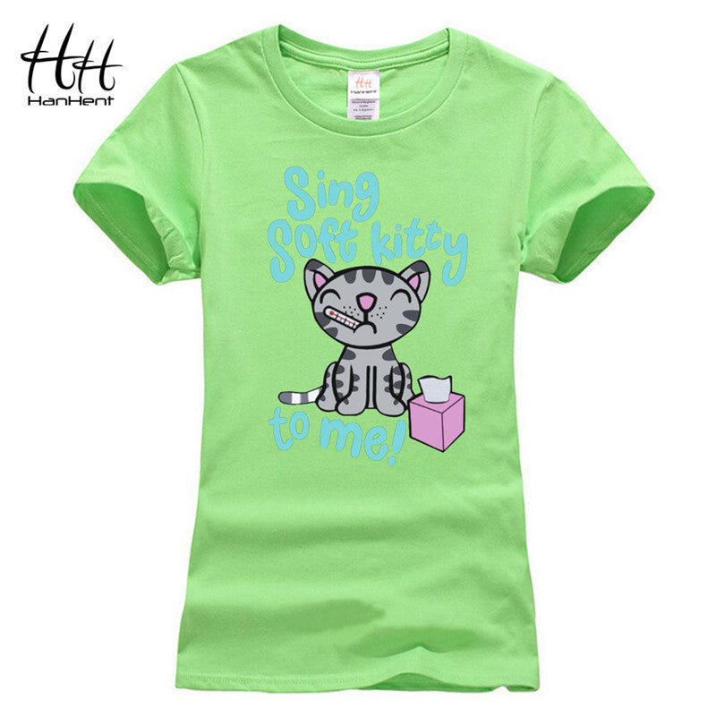 T-shirts HanHent cute cat soft kitty lover T-shirt women summer Tees