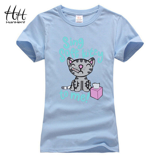 T-shirts HanHent cute cat soft kitty lover T-shirt women summer Tees