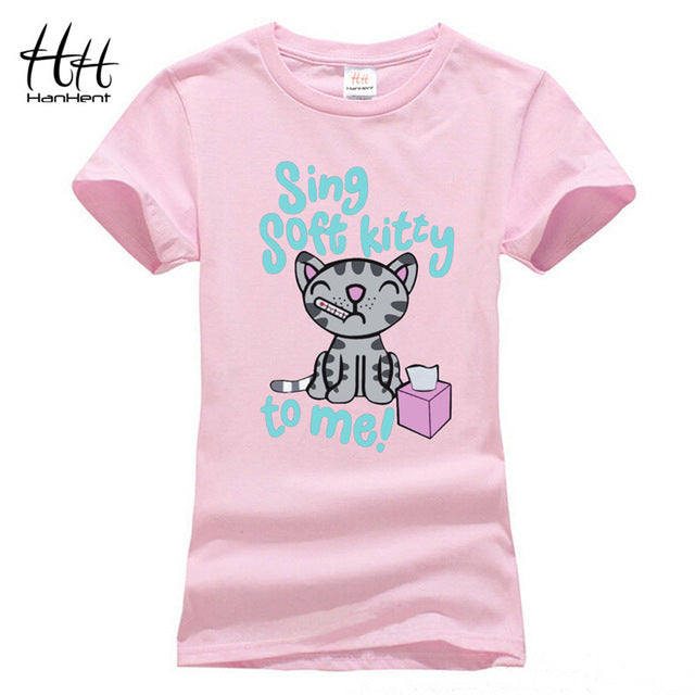 T-shirts HanHent cute cat soft kitty lover T-shirt women summer Tees